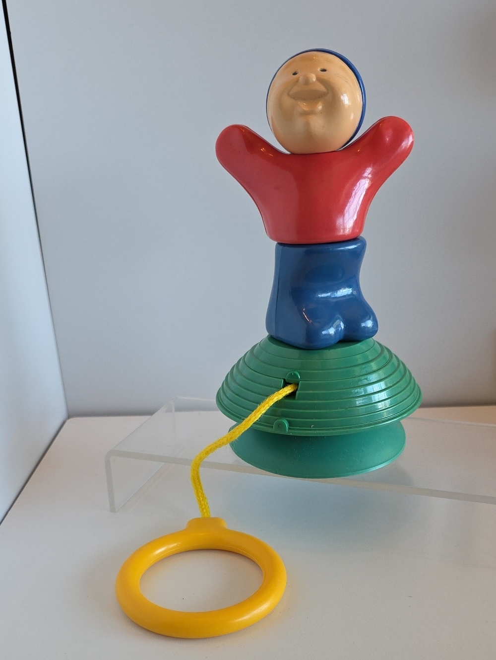 Vintage 1970's Johnson & Johnson Playpath Suction Cup Baby Toy Pull Cord Boy